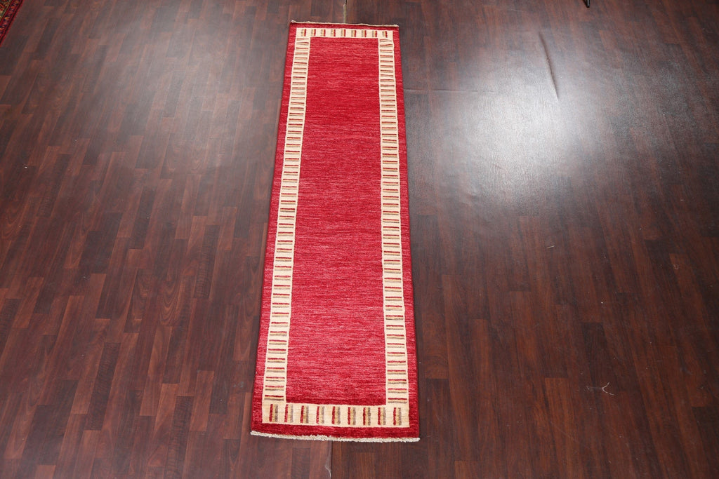 Red Wool Gabbeh Kashkoli Oriental Runner Rug 3x10