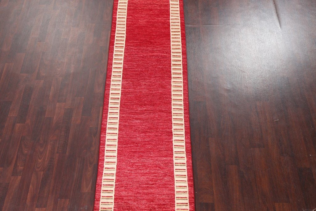 Red Wool Gabbeh Kashkoli Oriental Runner Rug 3x10