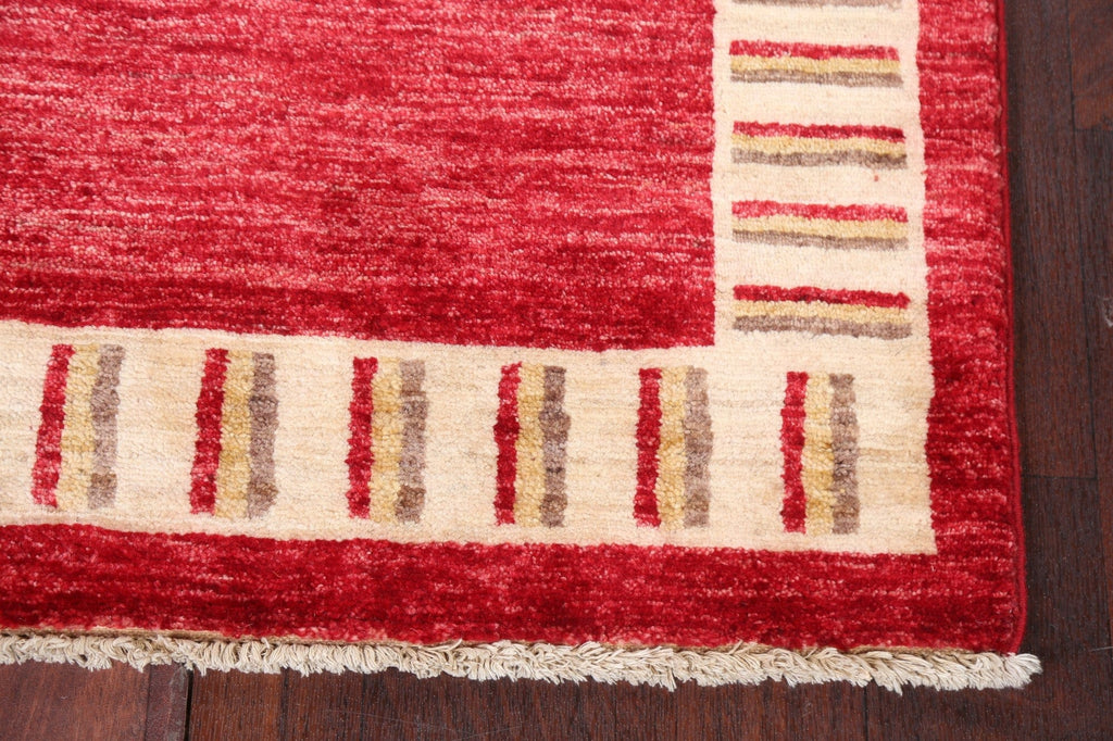 Red Wool Gabbeh Kashkoli Oriental Runner Rug 3x10