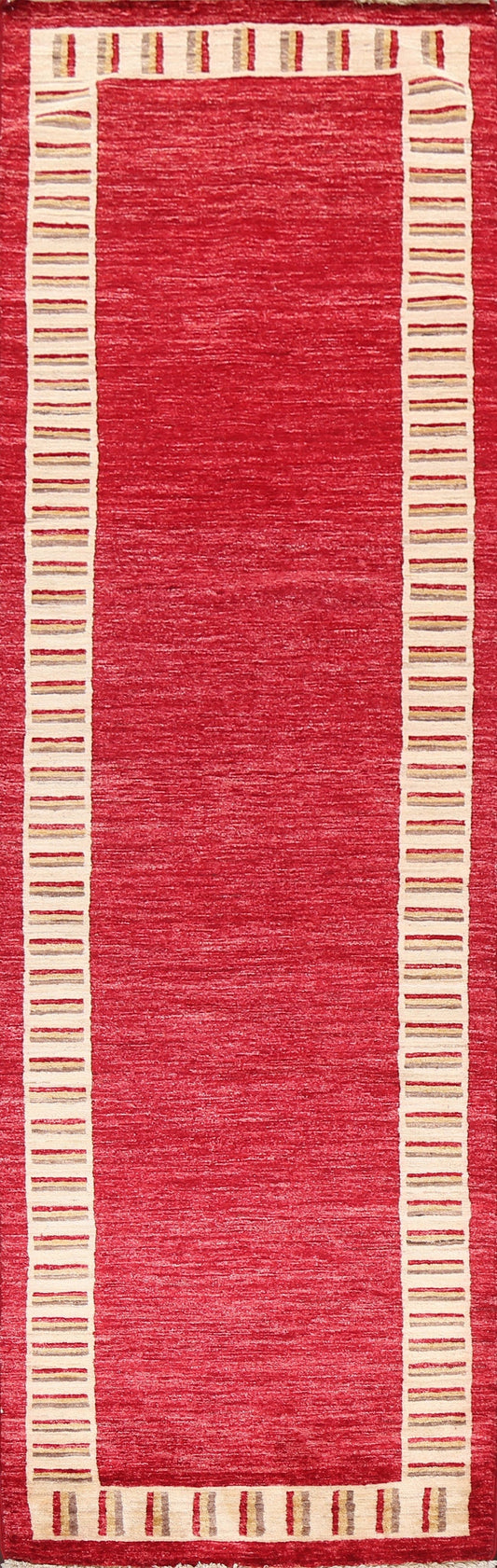 Red Wool Gabbeh Kashkoli Oriental Runner Rug 3x10