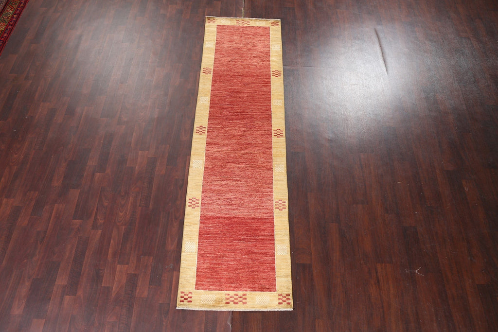 Red Wool Gabbeh Kashkoli Oriental Runner Rug 3x10