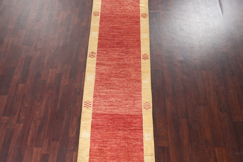 Red Wool Gabbeh Kashkoli Oriental Runner Rug 3x10