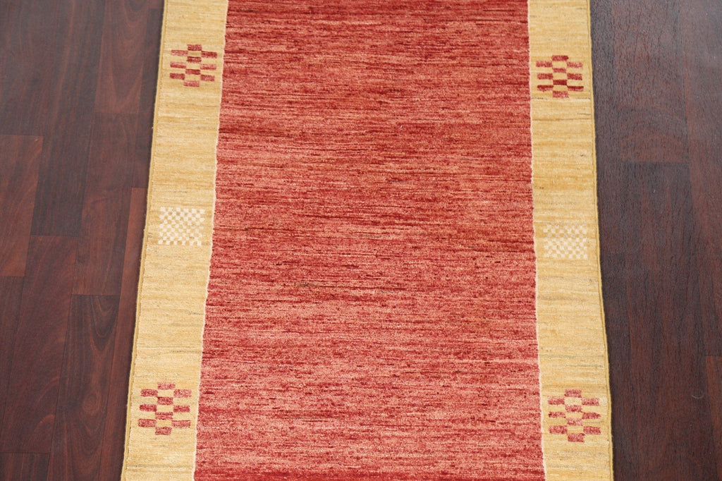 Red Wool Gabbeh Kashkoli Oriental Runner Rug 3x10