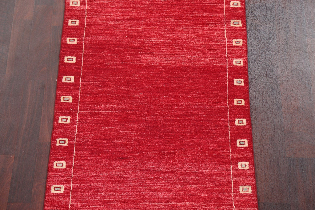 Red Wool Gabbeh Kashkoli Oriental Runner Rug 3x11