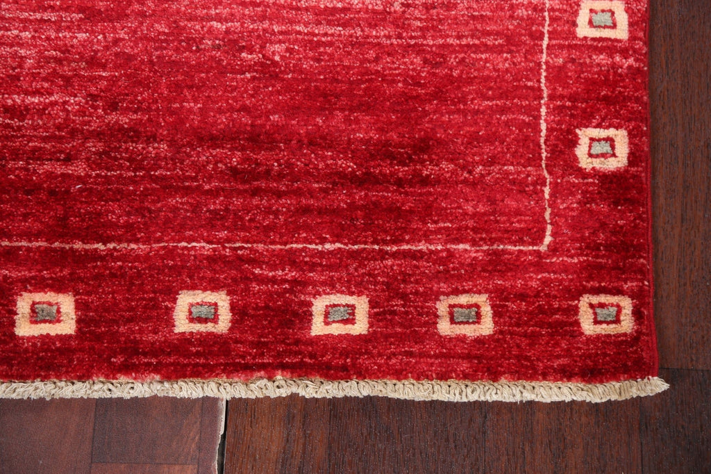 Red Wool Gabbeh Kashkoli Oriental Runner Rug 3x11