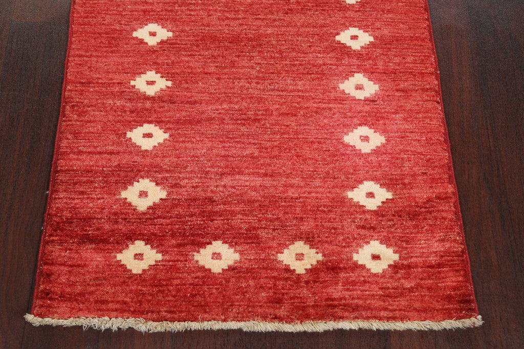 Geometric Gabbeh Kashkoli Oriental Runner Rug 3x8