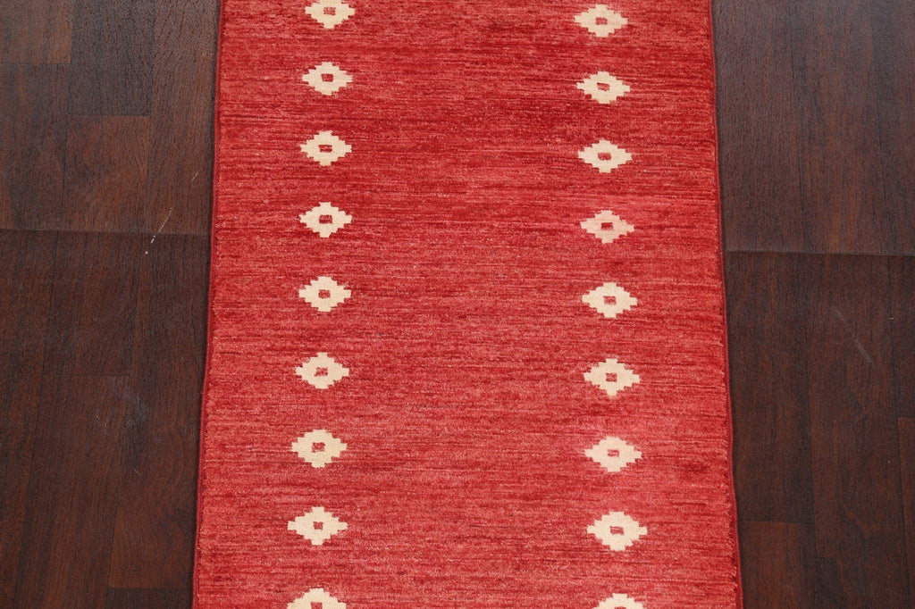 Geometric Gabbeh Kashkoli Oriental Runner Rug 3x8