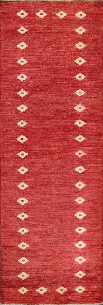 Geometric Gabbeh Kashkoli Oriental Runner Rug 3x8