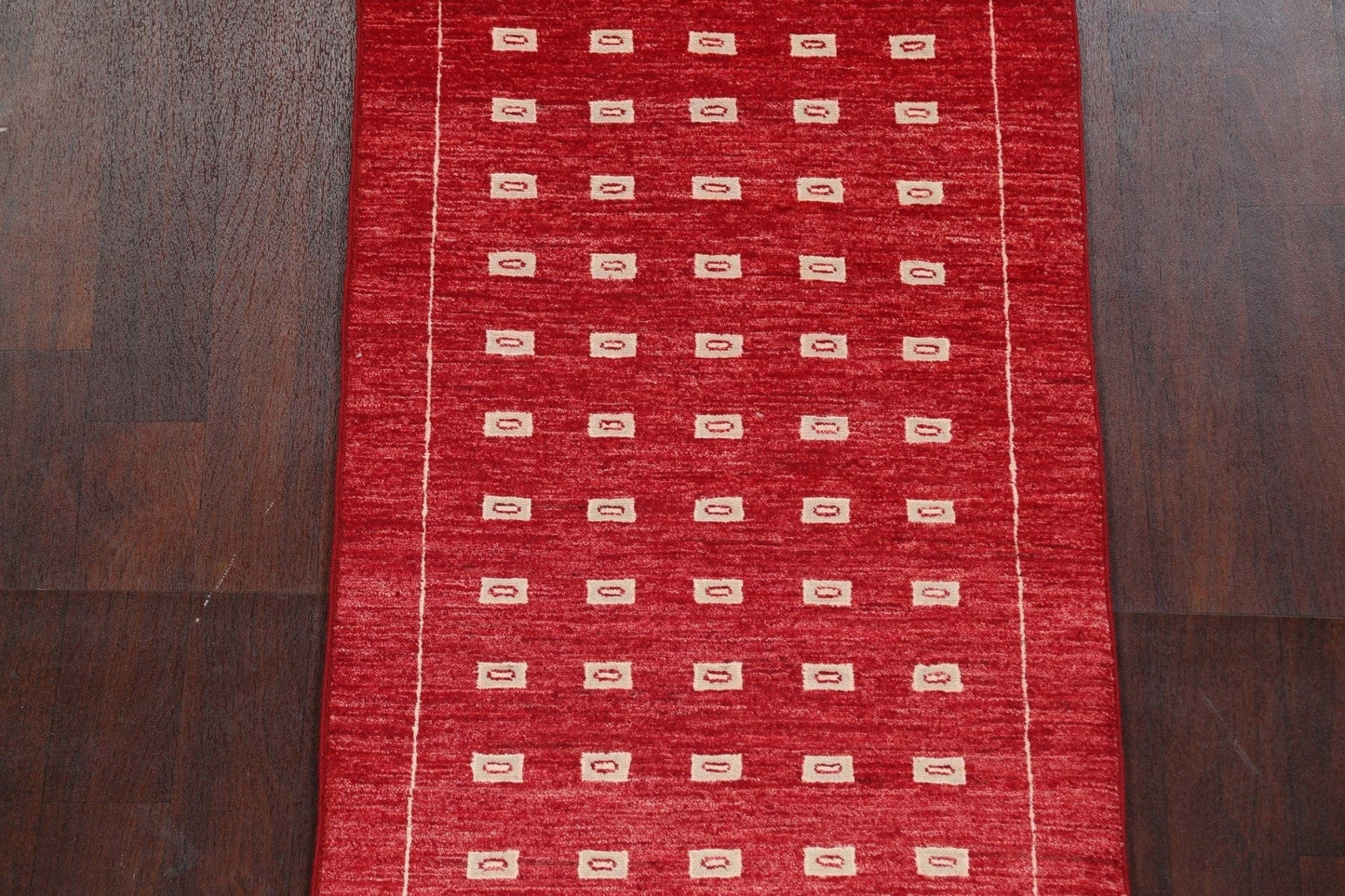 Geometric Red Gabbeh Kashkoli Oriental Runner Rug 3x10