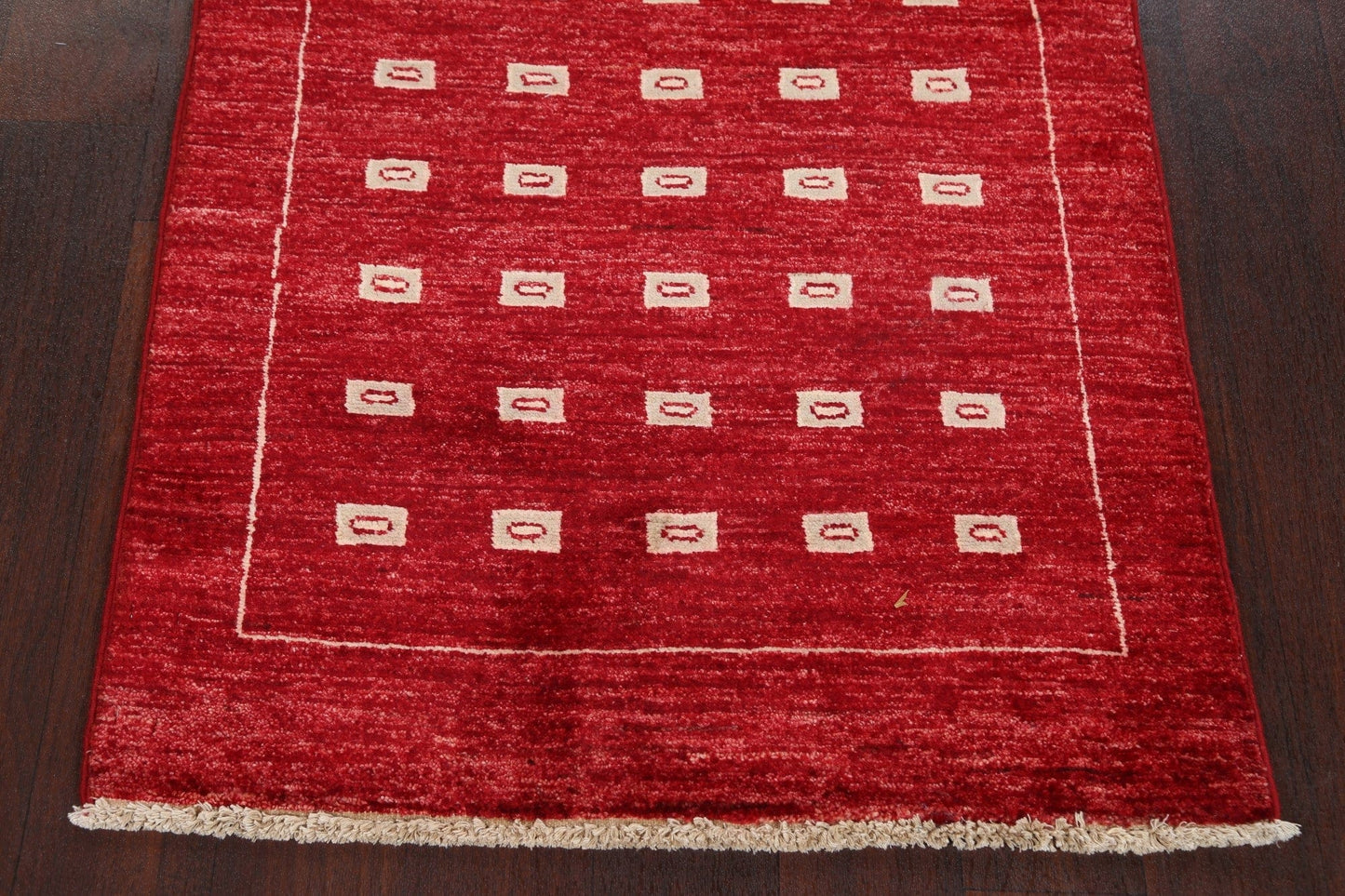 Geometric Red Gabbeh Kashkoli Oriental Runner Rug 3x10