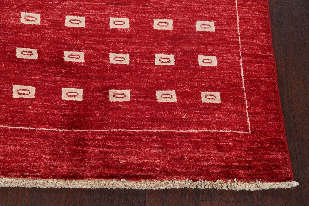 Geometric Red Gabbeh Kashkoli Oriental Runner Rug 3x10