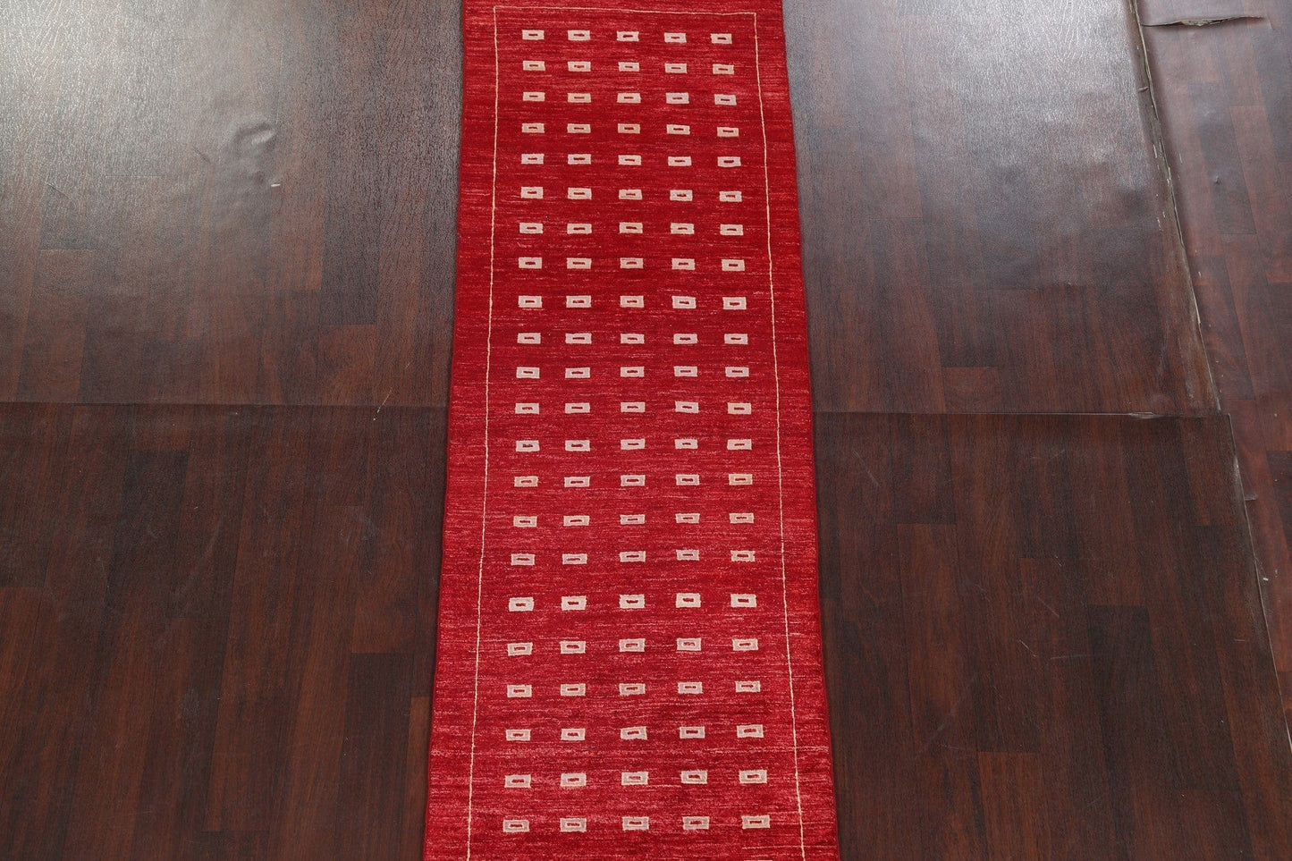 Red Geometric Gabbeh Kashkoli Oriental Runner Rug 3x8