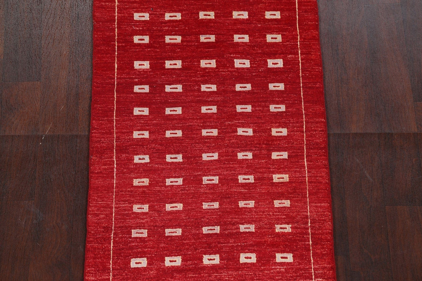 Red Geometric Gabbeh Kashkoli Oriental Runner Rug 3x8