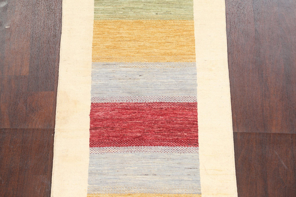 Contemporary Gabbeh Kashkoli Oriental Runner Rug 3x8