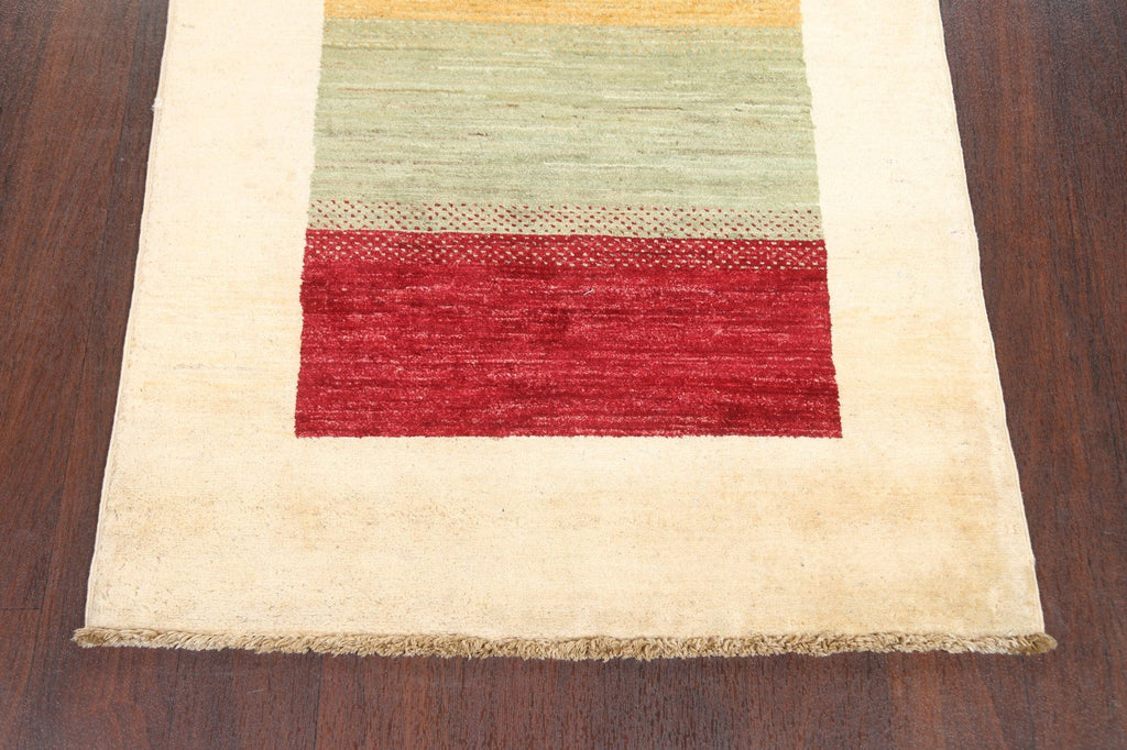 Contemporary Gabbeh Kashkoli Oriental Runner Rug 3x8