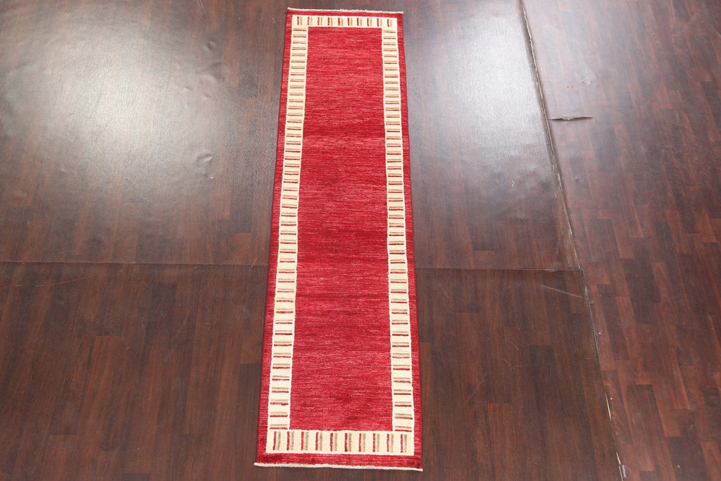 Red Wool Gabbeh Kashkoli Oriental Runner Rug 3x10