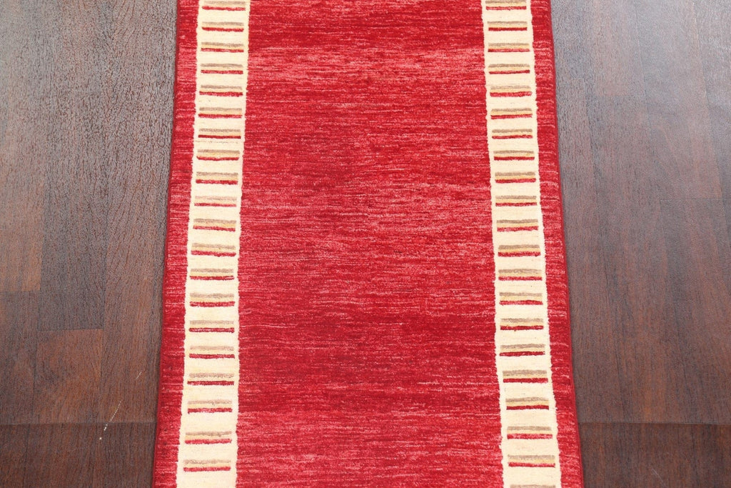 Red Wool Gabbeh Kashkoli Oriental Runner Rug 3x10