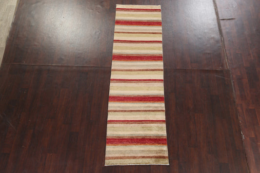 Striped Wool Gabbeh Kashkoli Oriental Runner Rug 3x10