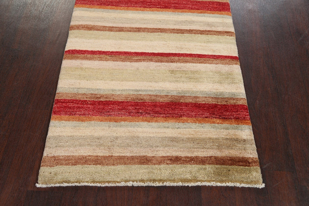 Striped Wool Gabbeh Kashkoli Oriental Runner Rug 3x10