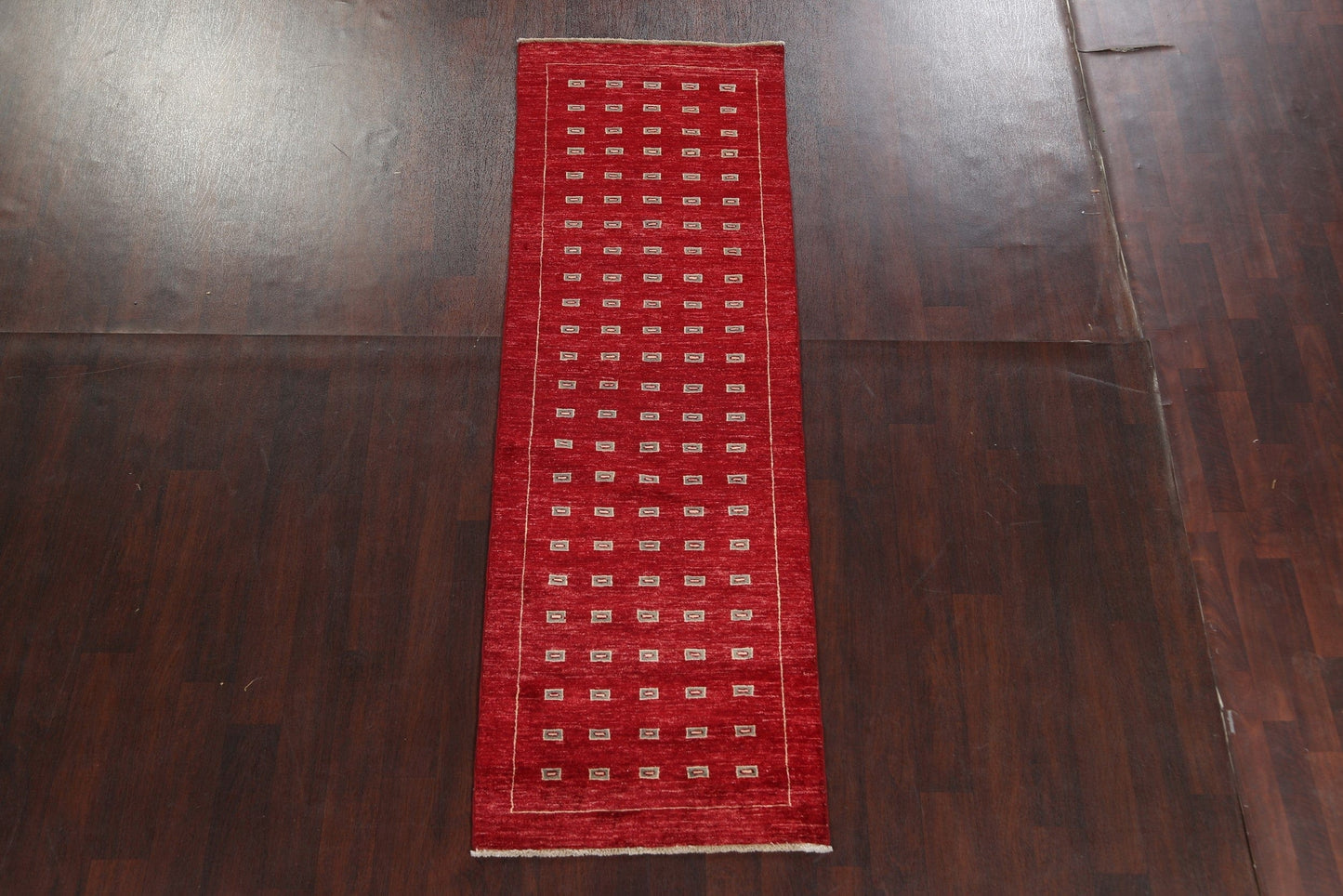 Red Gabbeh Kashkoli Oriental Runner Rug 3x8