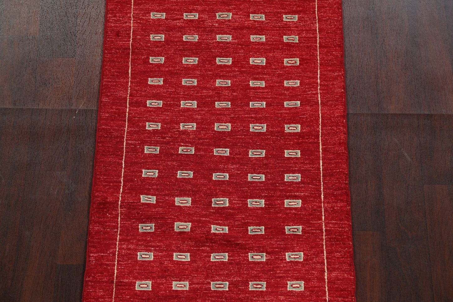 Red Gabbeh Kashkoli Oriental Runner Rug 3x8