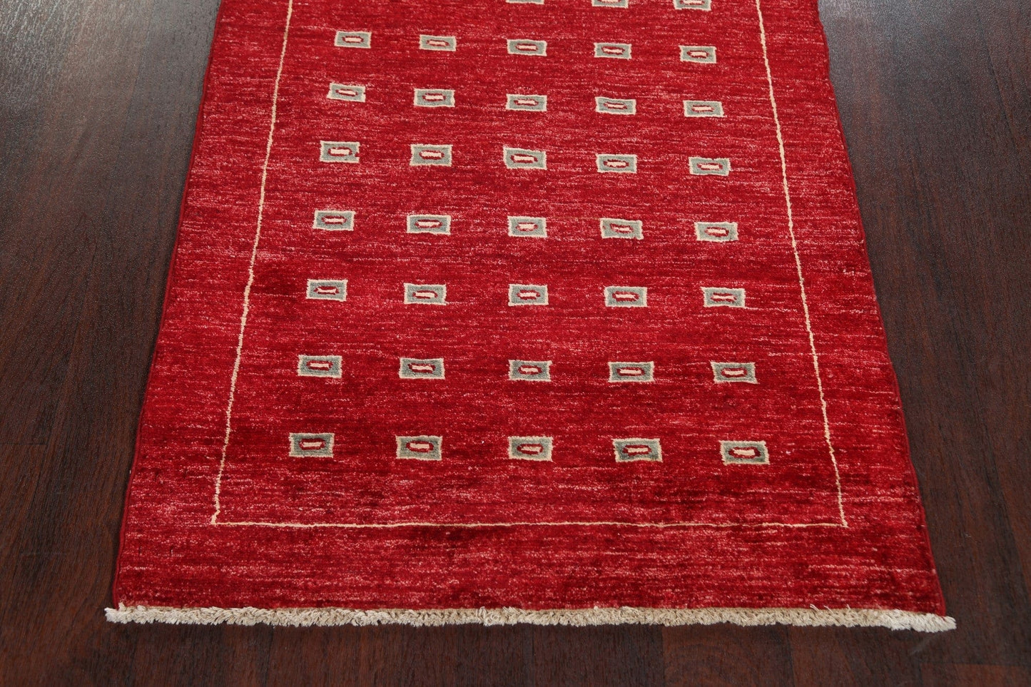 Red Gabbeh Kashkoli Oriental Runner Rug 3x8