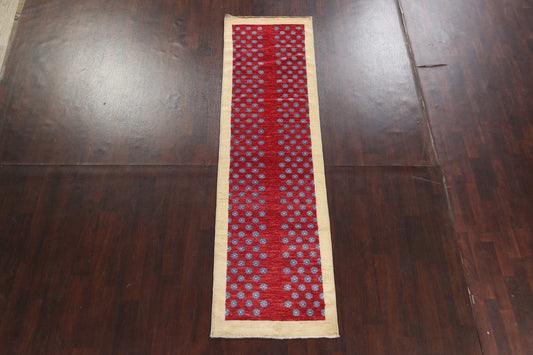 Red Gabbeh Kashkoli Oriental Runner Rug 3x10