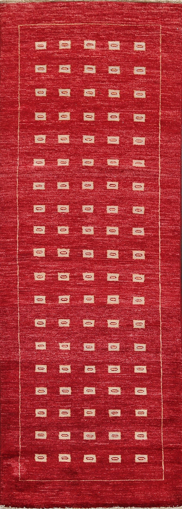 Red Wool Gabbeh Kashkoli Oriental Runner Rug 3x8