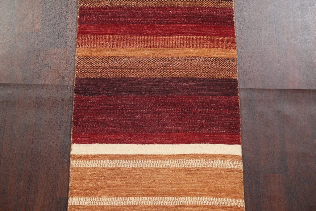 Modern Wool Gabbeh Kashkoli Oriental Runner Rug 3x10