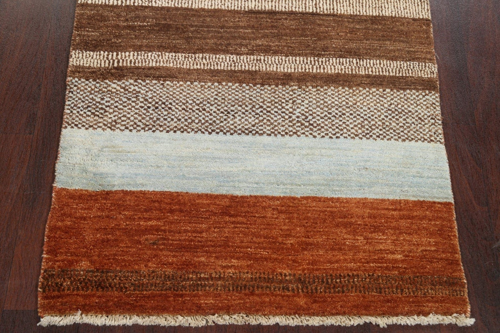 Modern Wool Gabbeh Kashkoli Oriental Runner Rug 3x10