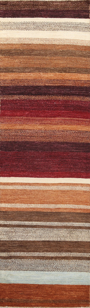 Modern Wool Gabbeh Kashkoli Oriental Runner Rug 3x10