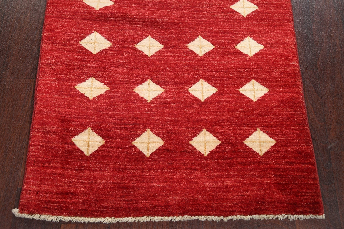 Geometric Red Gabbeh Kashkoli Oriental Runner Rug 3x8