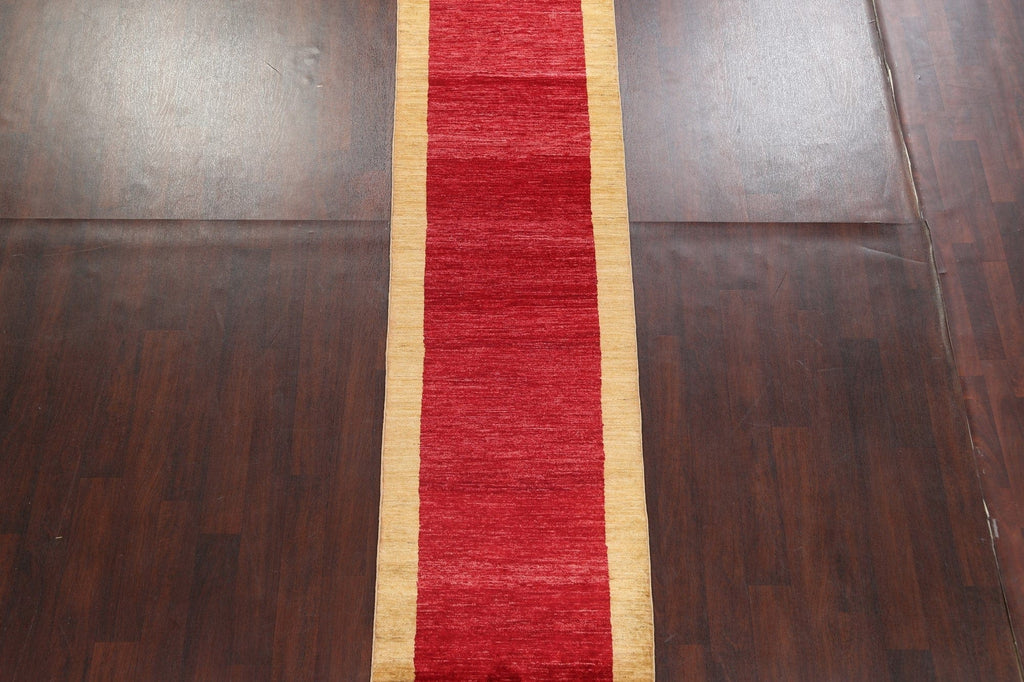 Red Gabbeh Kashkoli Oriental Runner Rug 3x10