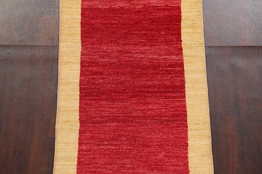 Red Gabbeh Kashkoli Oriental Runner Rug 3x10