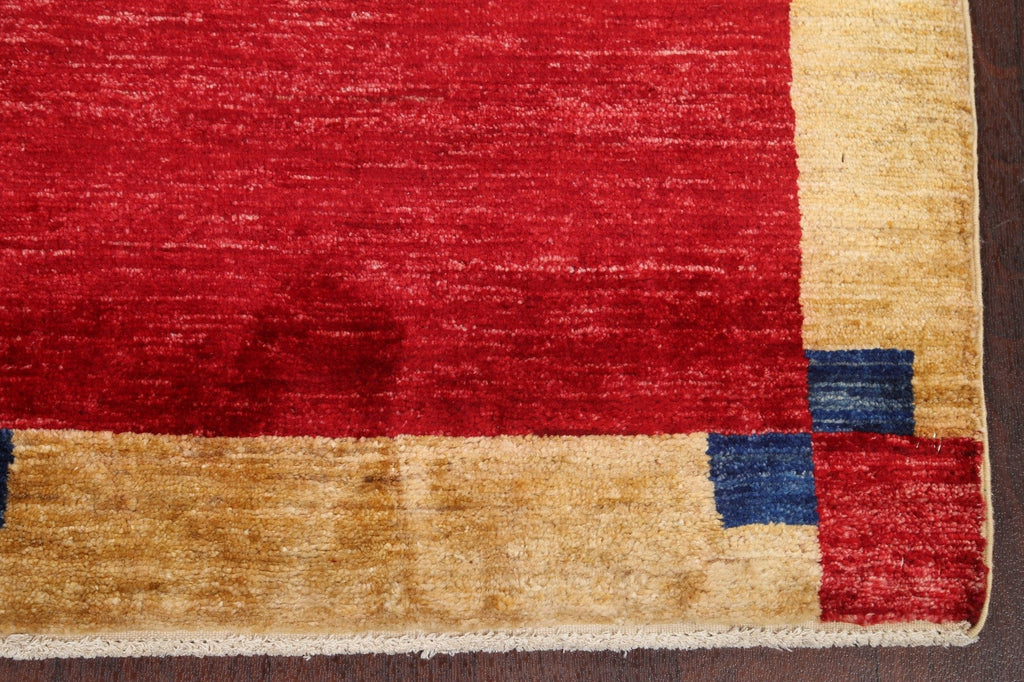 Red Gabbeh Kashkoli Oriental Runner Rug 3x10