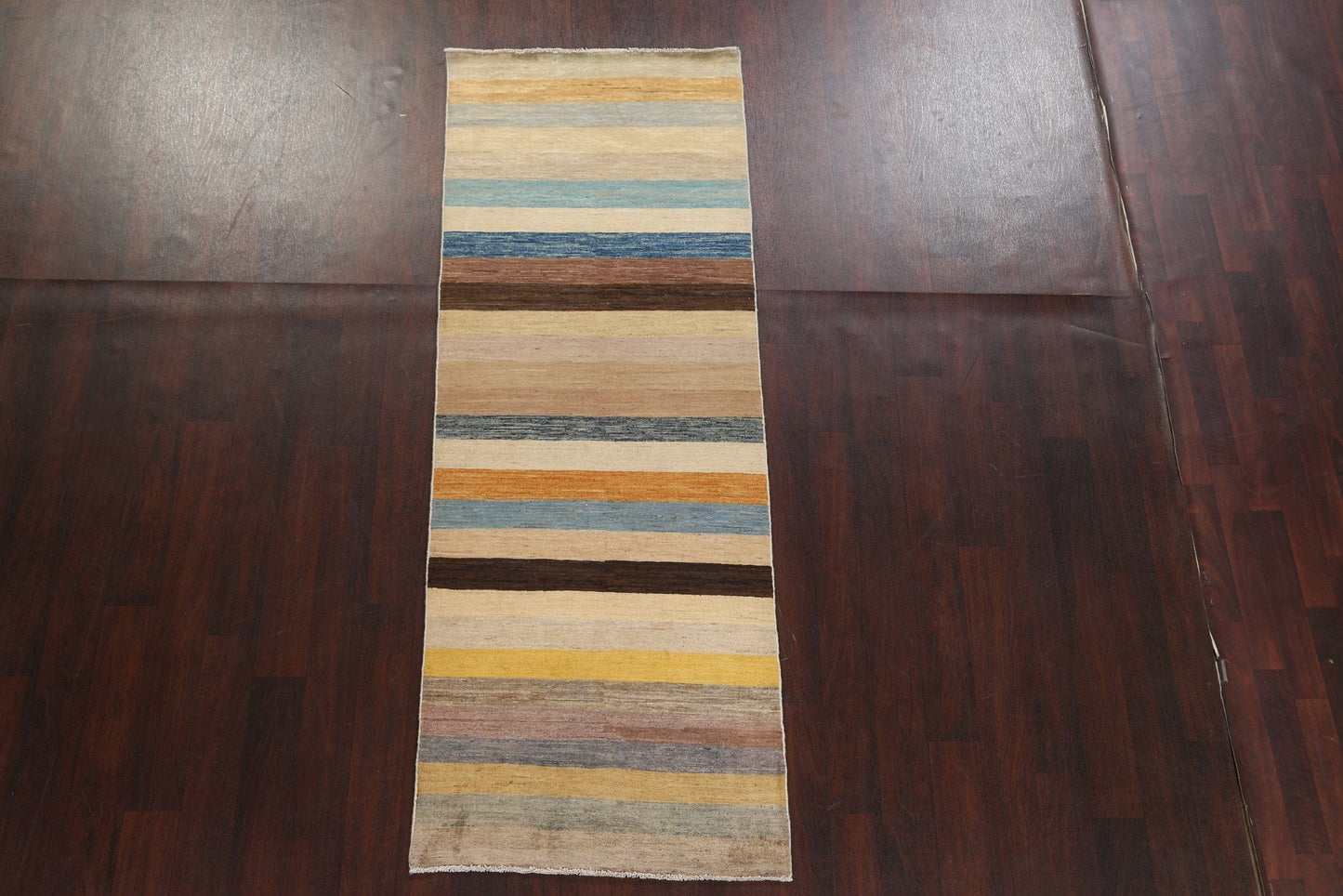 Striped Wool Gabbeh Kashkoli Oriental Runner Rug 3x8