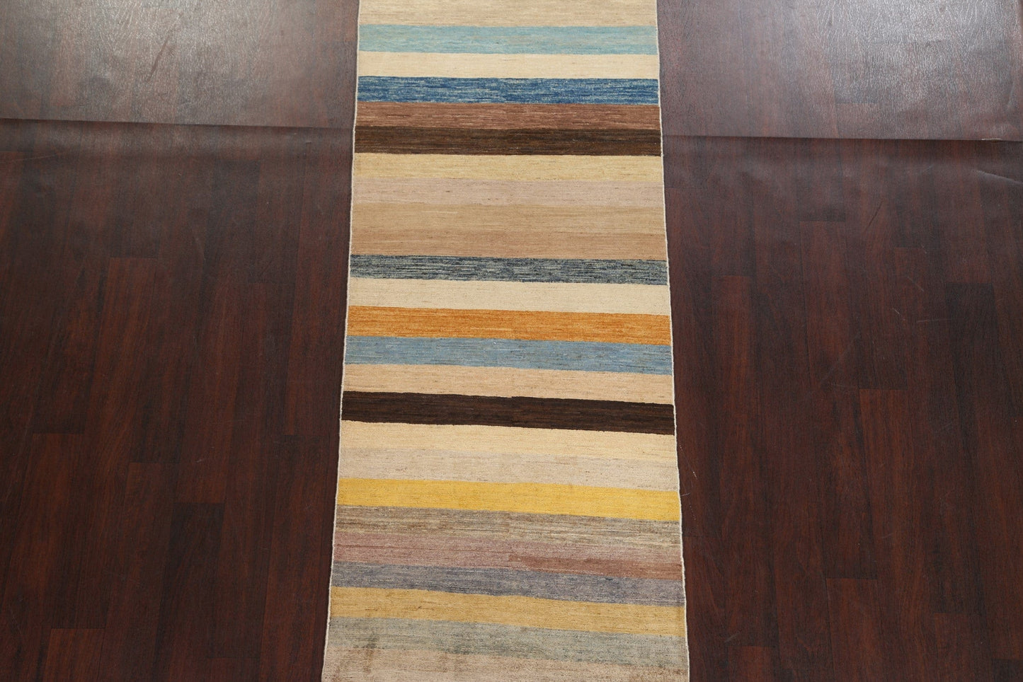 Striped Wool Gabbeh Kashkoli Oriental Runner Rug 3x8