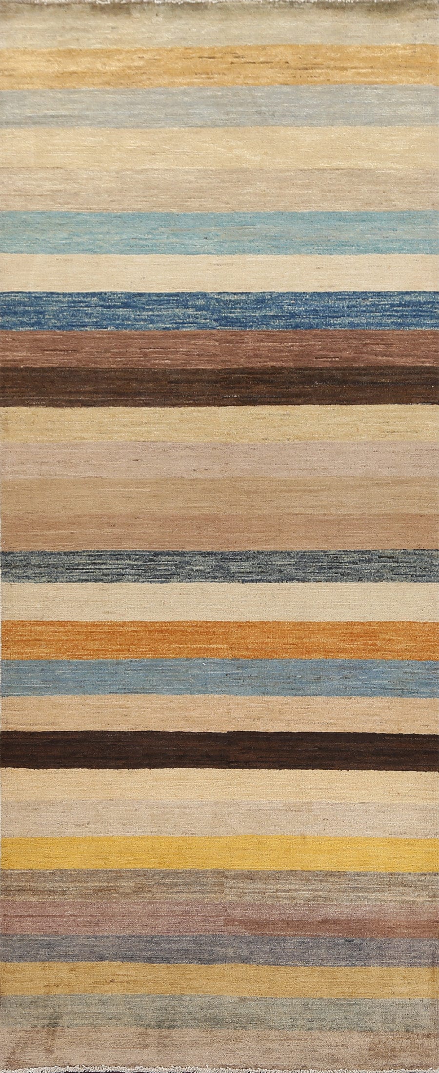 Striped Wool Gabbeh Kashkoli Oriental Runner Rug 3x8