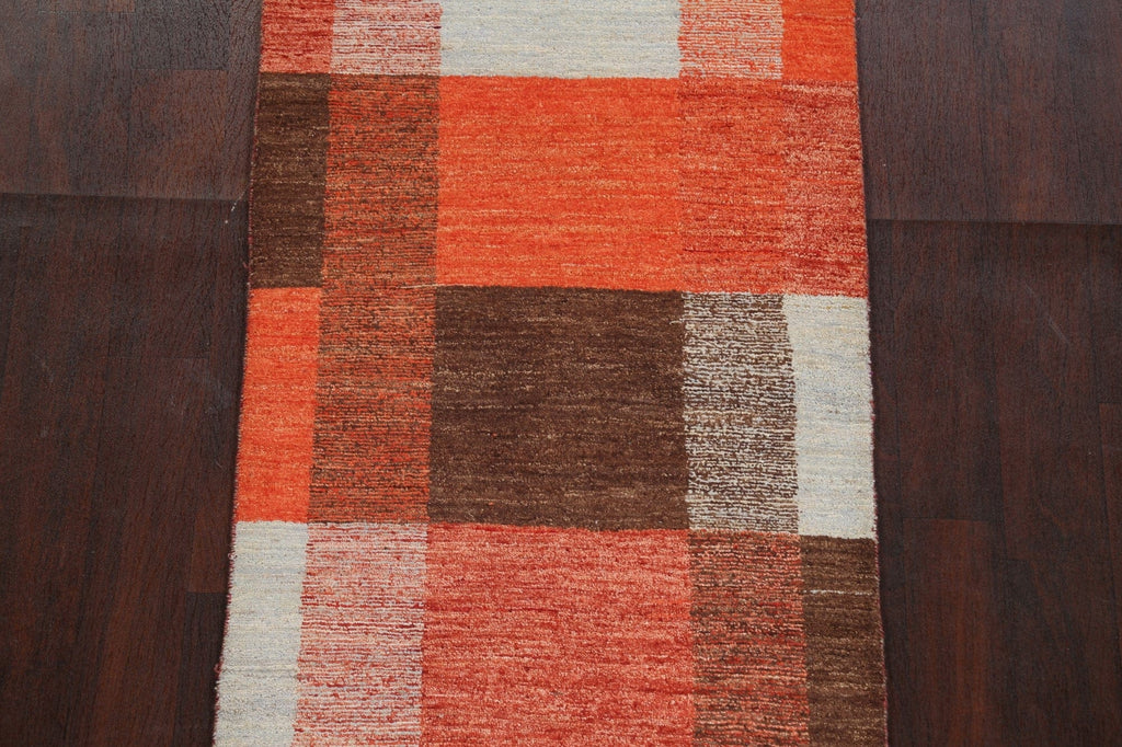 Contemporary Gabbeh Kashkoli Oriental Runner Rug 3x9