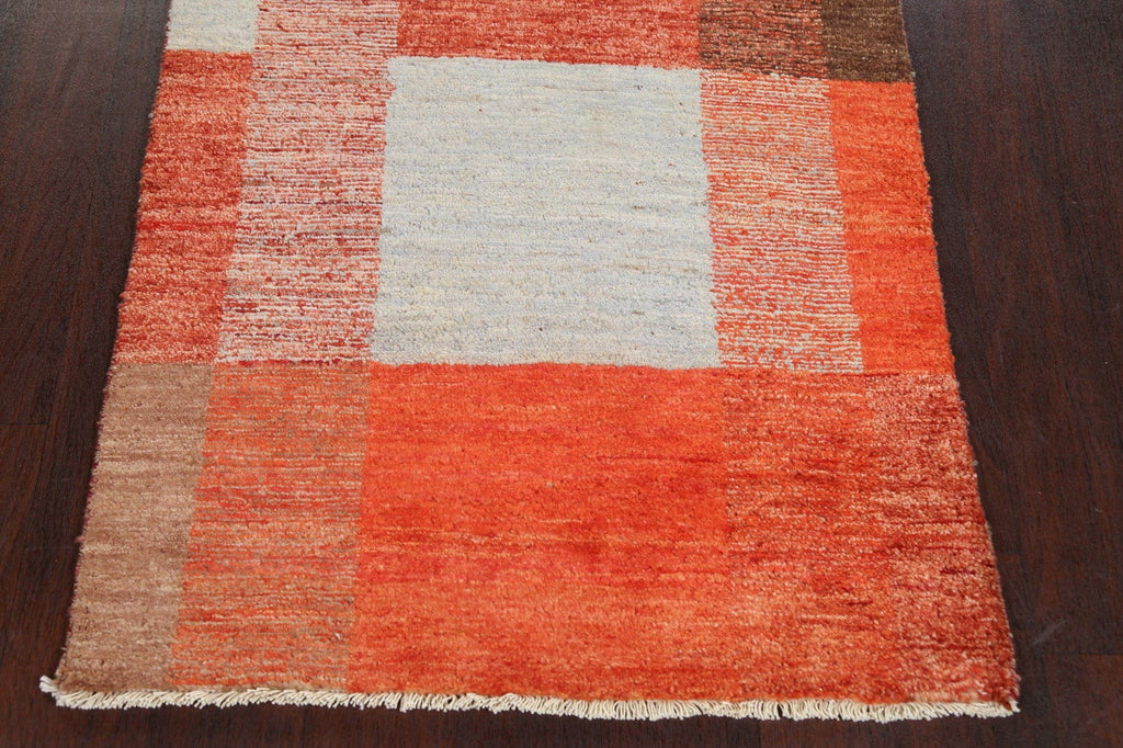 Contemporary Gabbeh Kashkoli Oriental Runner Rug 3x9