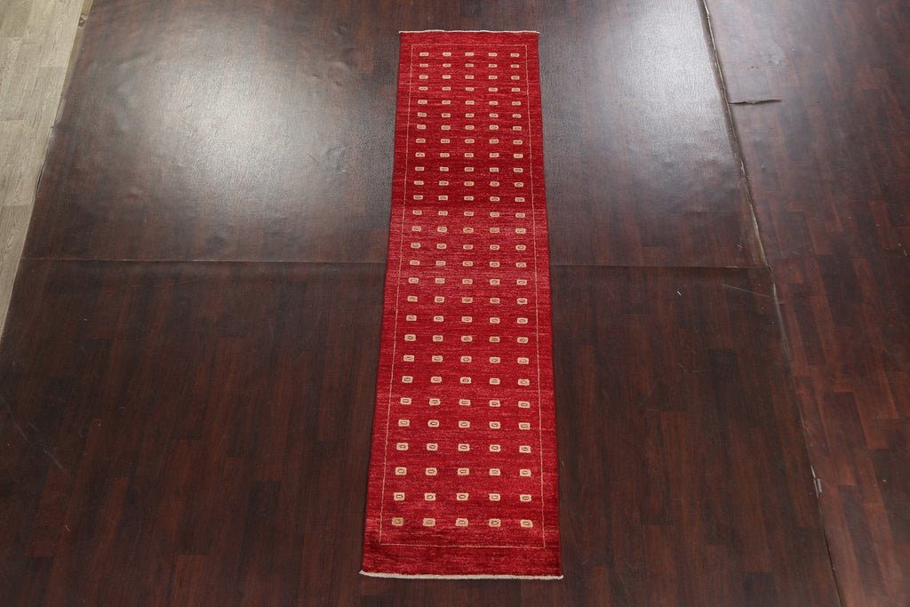 Red Wool Gabbeh Kashkoli Oriental Runner Rug 3x10