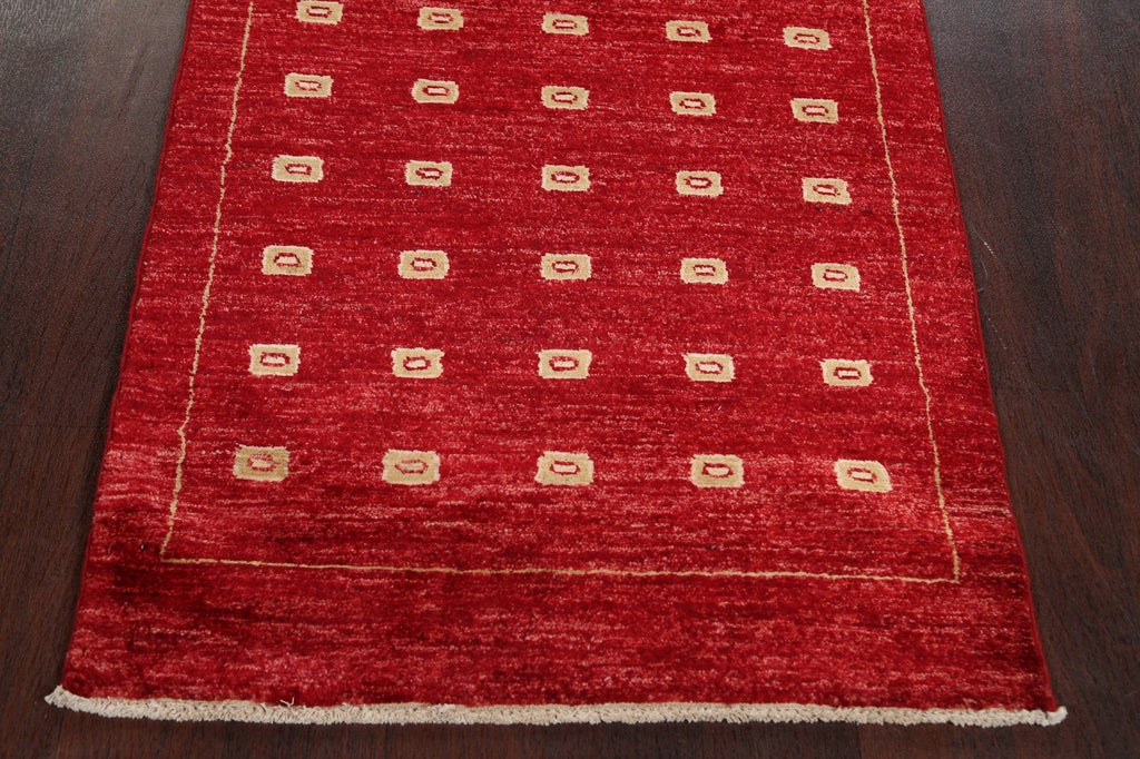 Red Wool Gabbeh Kashkoli Oriental Runner Rug 3x10