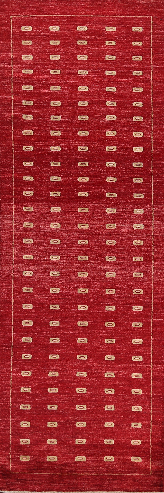 Red Wool Gabbeh Kashkoli Oriental Runner Rug 3x10