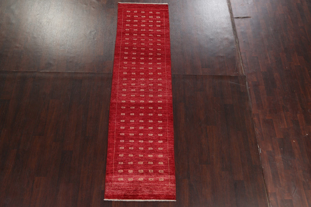 Red Handmade Gabbeh Kashkoli Oriental Runner Rug 3x10