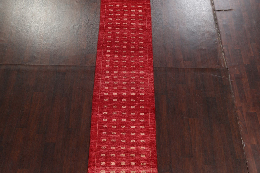 Red Handmade Gabbeh Kashkoli Oriental Runner Rug 3x10