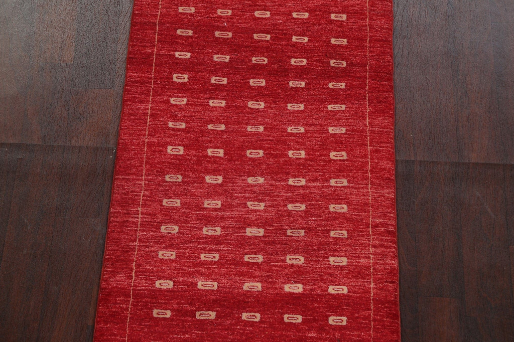 Red Handmade Gabbeh Kashkoli Oriental Runner Rug 3x10