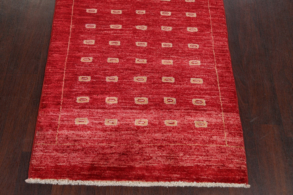 Red Handmade Gabbeh Kashkoli Oriental Runner Rug 3x10