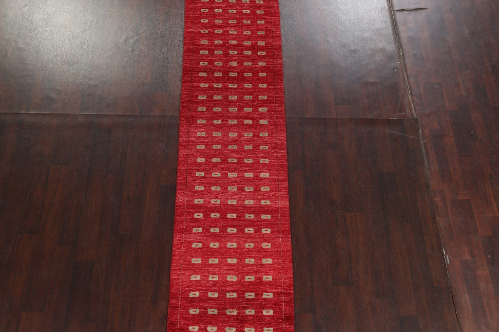 Red Gabbeh Kashkoli Oriental Runner Rug 3x10