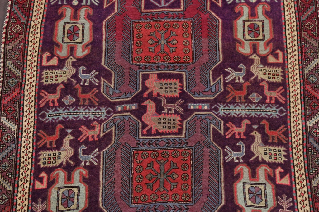 Purple Tribal Meshkin Persian Runner Rug 4x10