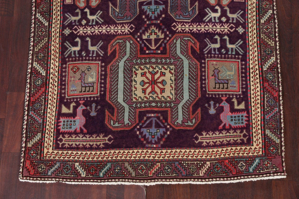 Purple Tribal Meshkin Persian Runner Rug 4x10